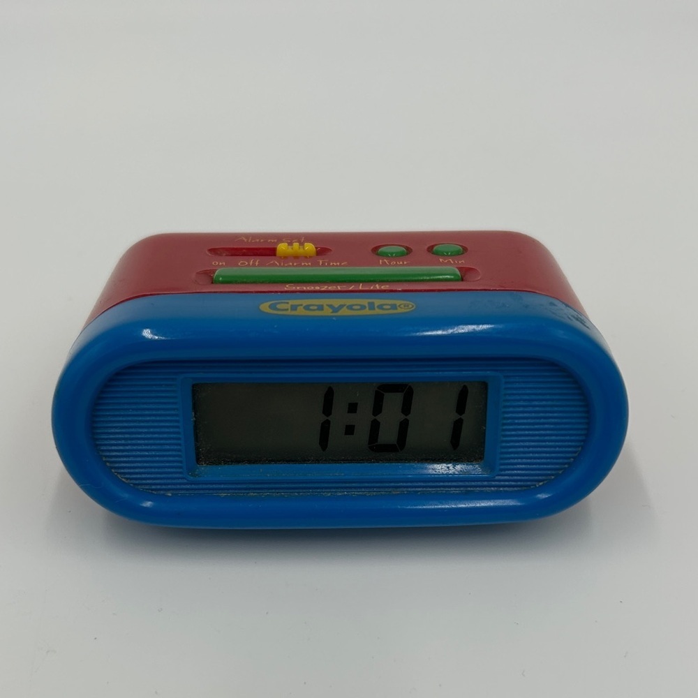 Vintage Crayola Kids' Digital Clock Alarm Red Blue Works Snooze Lite
